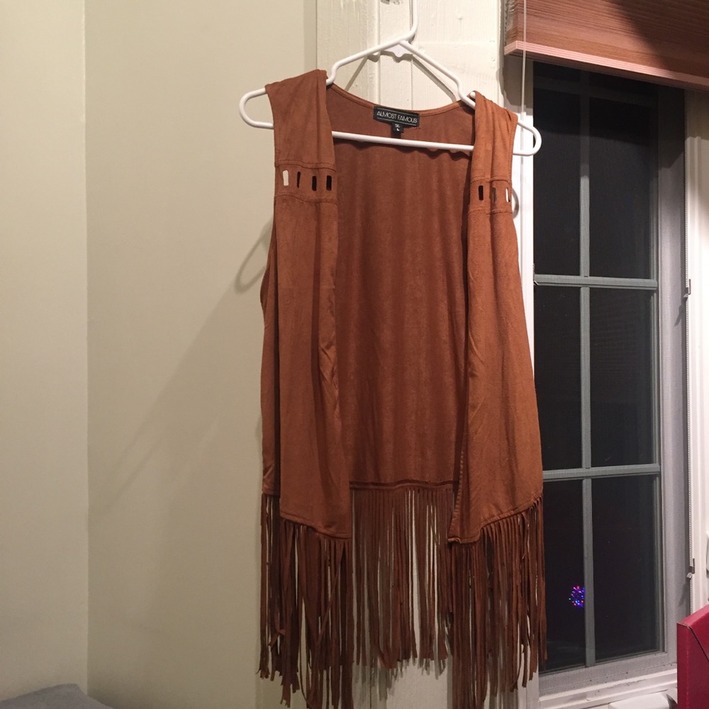 Faux suede fringe vest